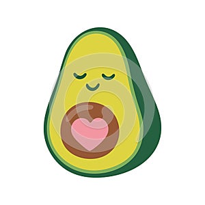 Vector illustration of a half avocado.